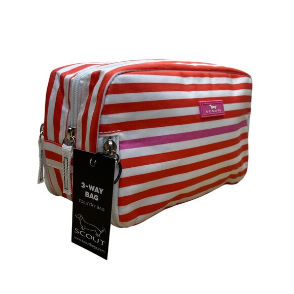 Scout Women’s Orange/White Striped Coated 3-Way Toiletry Bag Size S - Picture 4 of 13